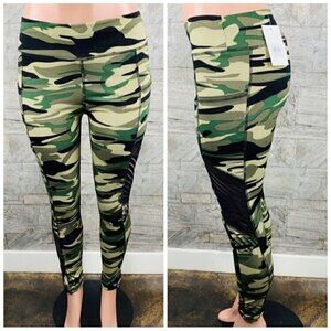 LIDA High Waisted Mesh Panel Camouflage Leggings size L/XL